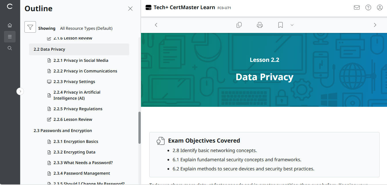 CompTIA Tech+ CertMaster Aprenda FC0-U71