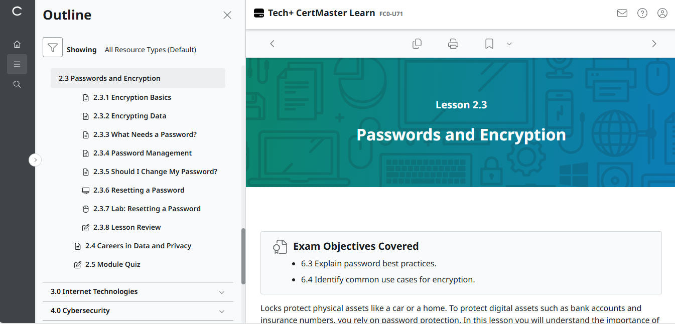 CompTIA Tech+ CertMaster Aprenda FC0-U71