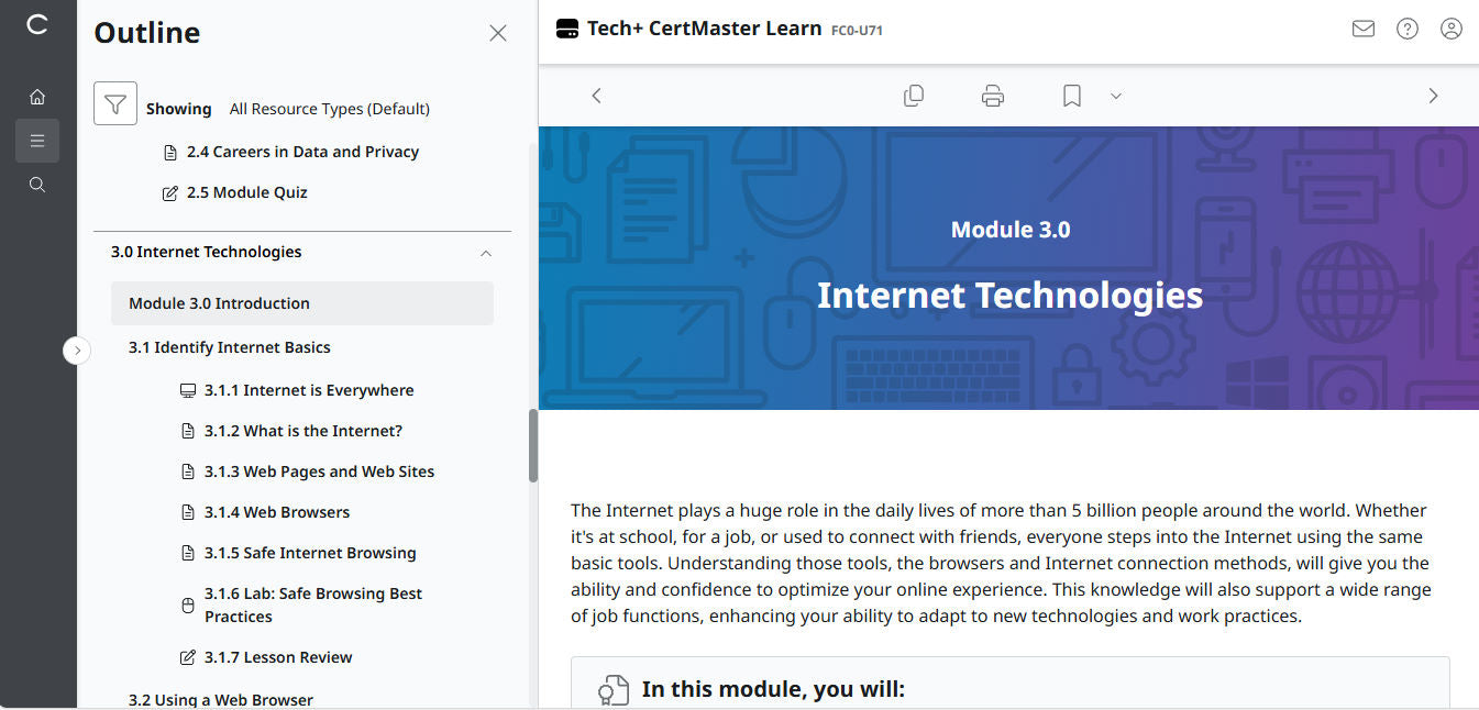 CompTIA Tech+ CertMaster Aprenda FC0-U71