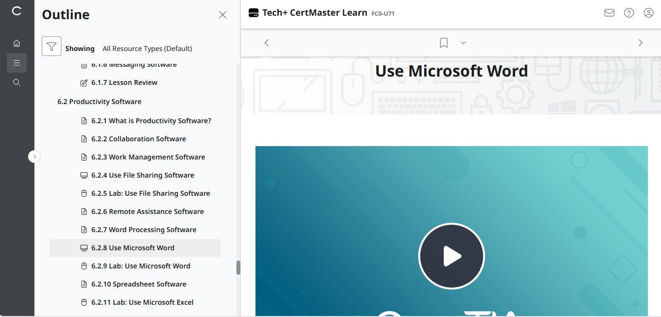 CompTIA Tech+ CertMaster Aprenda FC0-U71