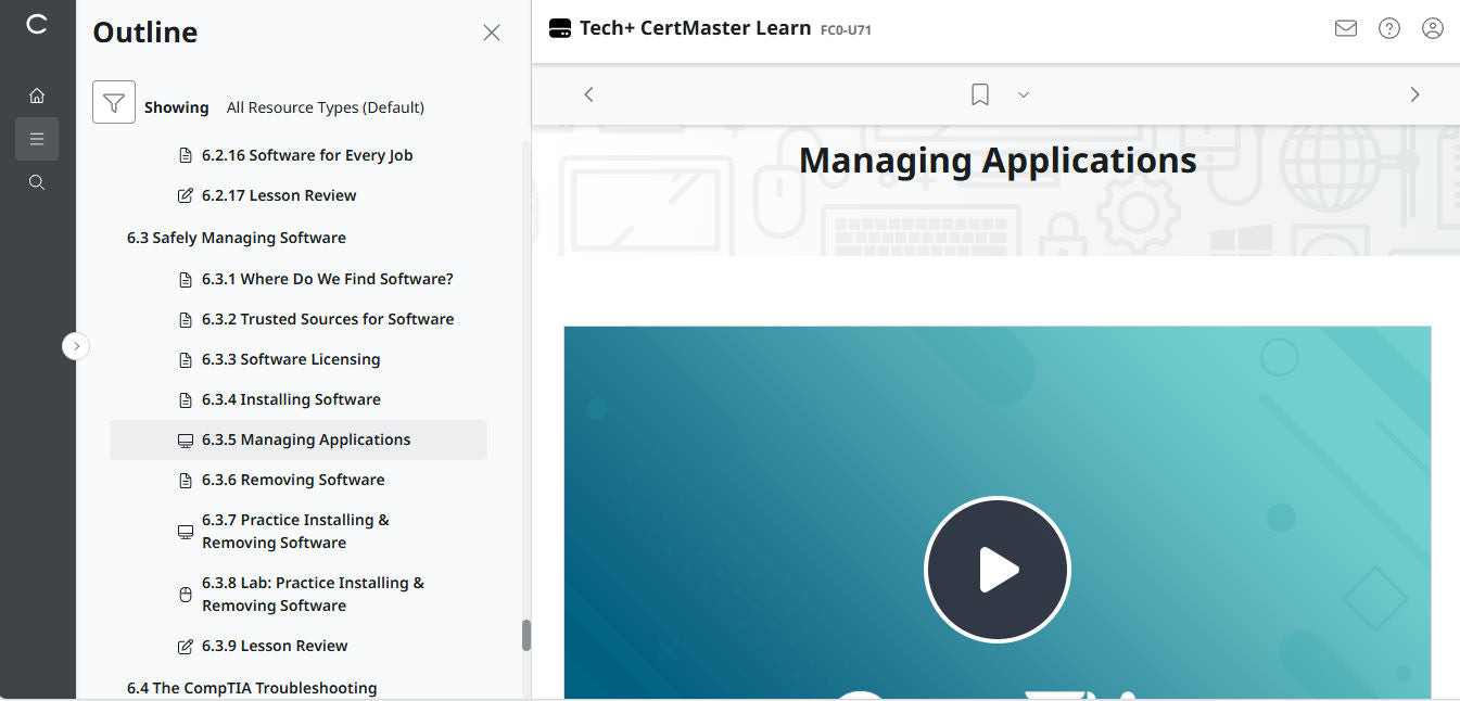 CompTIA Tech+ CertMaster Aprenda FC0-U71