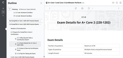 CompTIA A+ Core 1 & 2 CertMaster Perform  (V15)